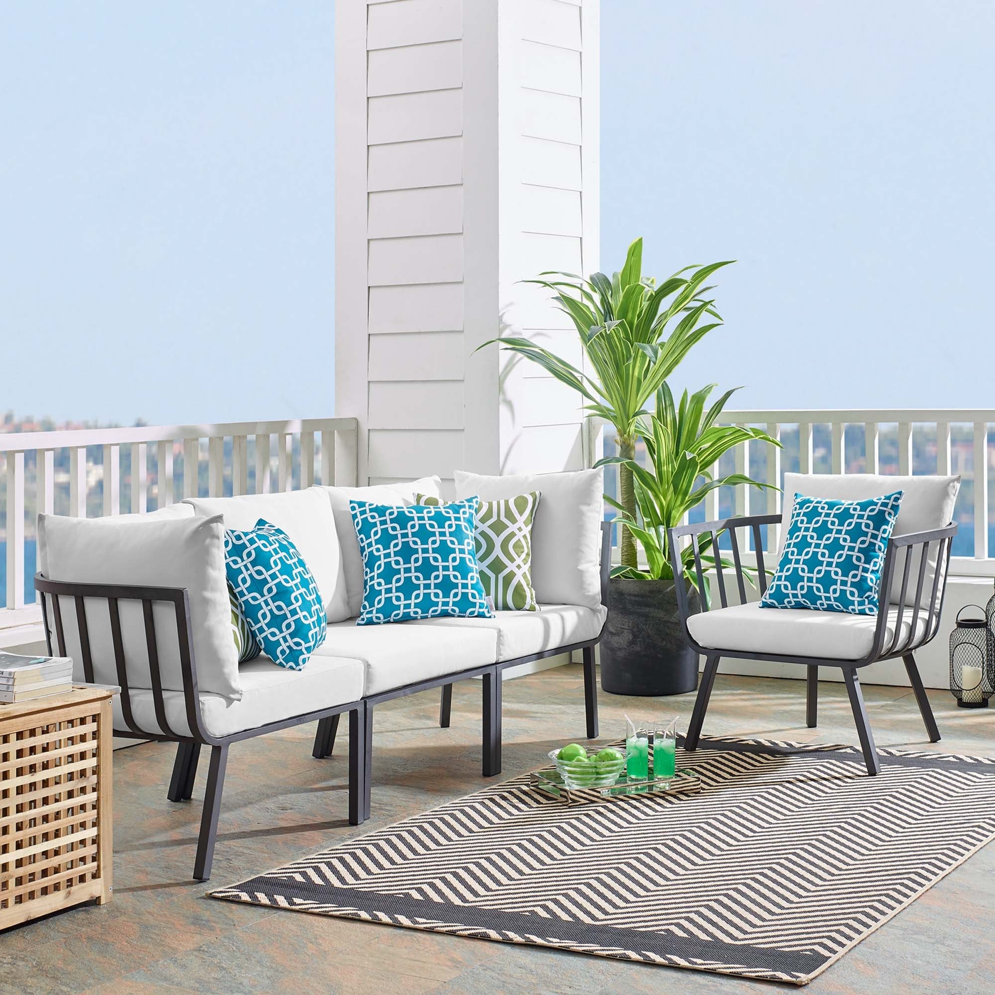 Riverside 4 Piece Outdoor Patio Aluminum Set by Modway