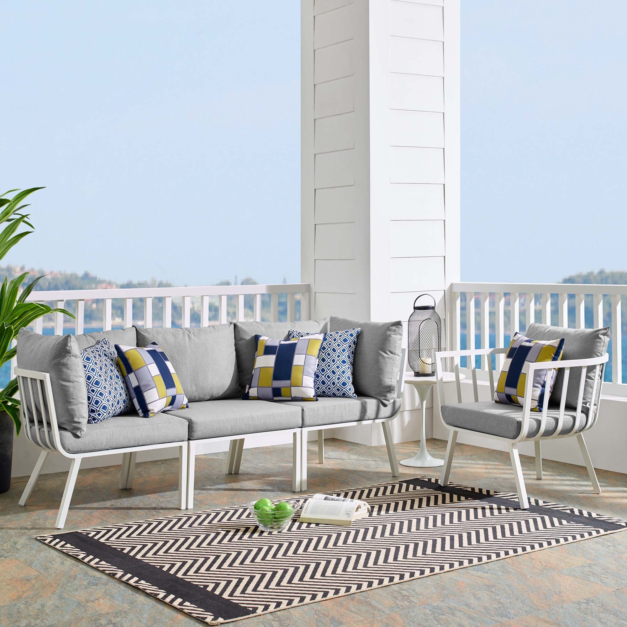 Riverside 4 Piece Outdoor Patio Aluminum Set by Modway