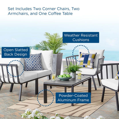 Riverside 5 Piece Outdoor Patio Aluminum Set By HouseBean