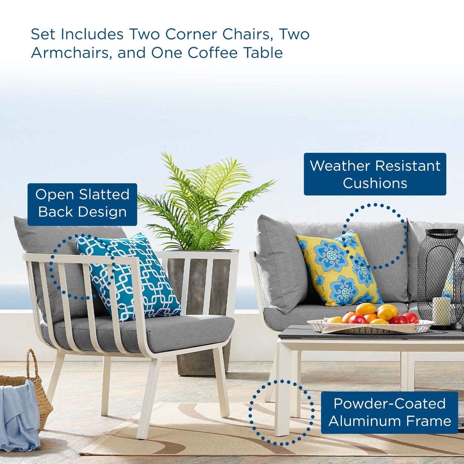 Riverside 5 Piece Outdoor Patio Aluminum Set By HouseBean