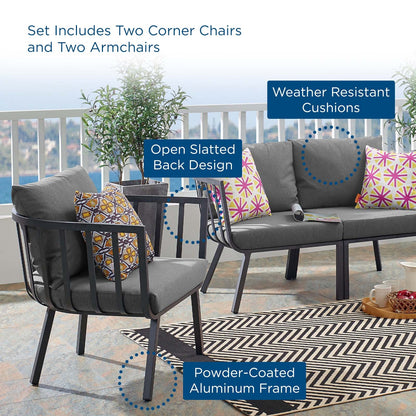 Riverside 4 Piece Outdoor Patio Aluminum Set By HouseBean