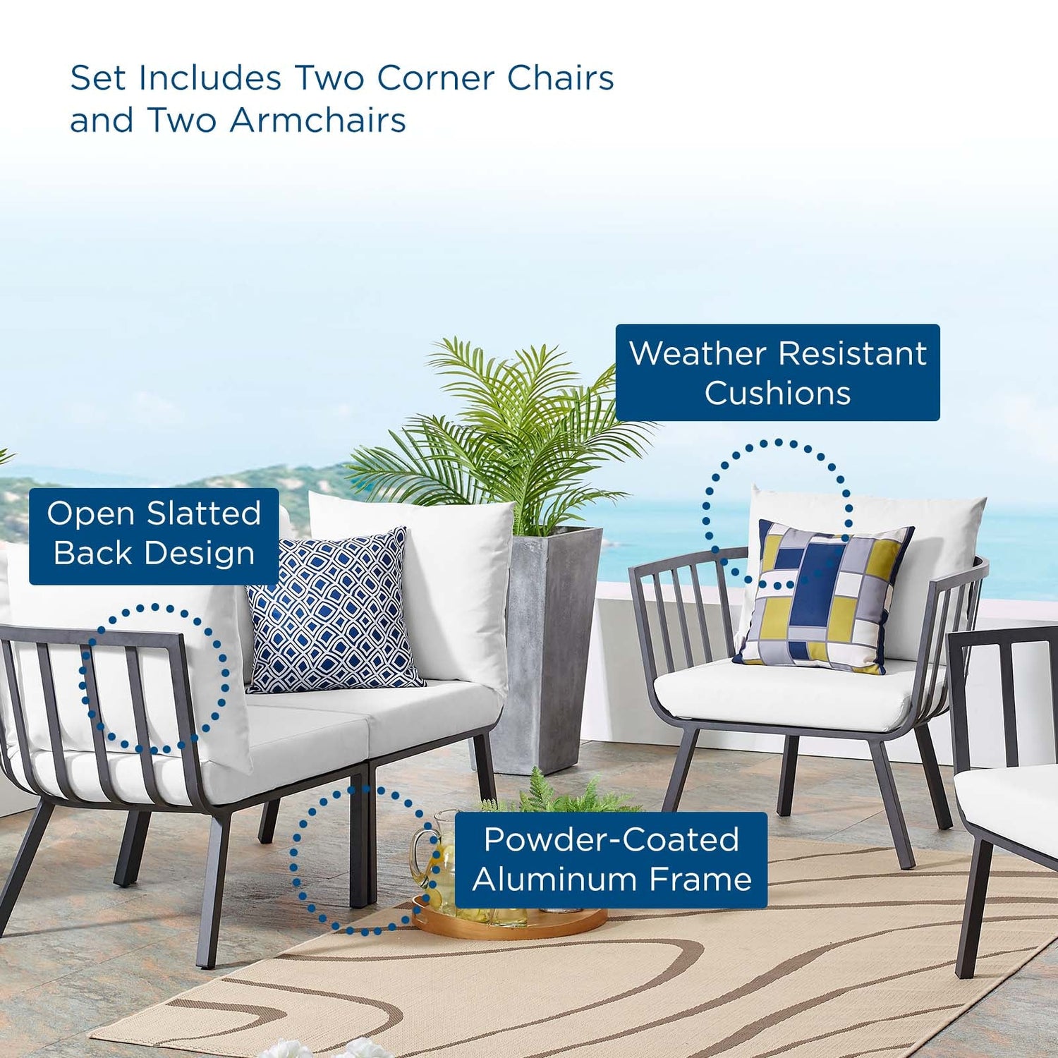 Riverside 4 Piece Outdoor Patio Aluminum Set By HouseBean