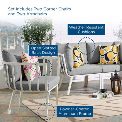 Riverside 4 Piece Outdoor Patio Aluminum Set By HouseBean