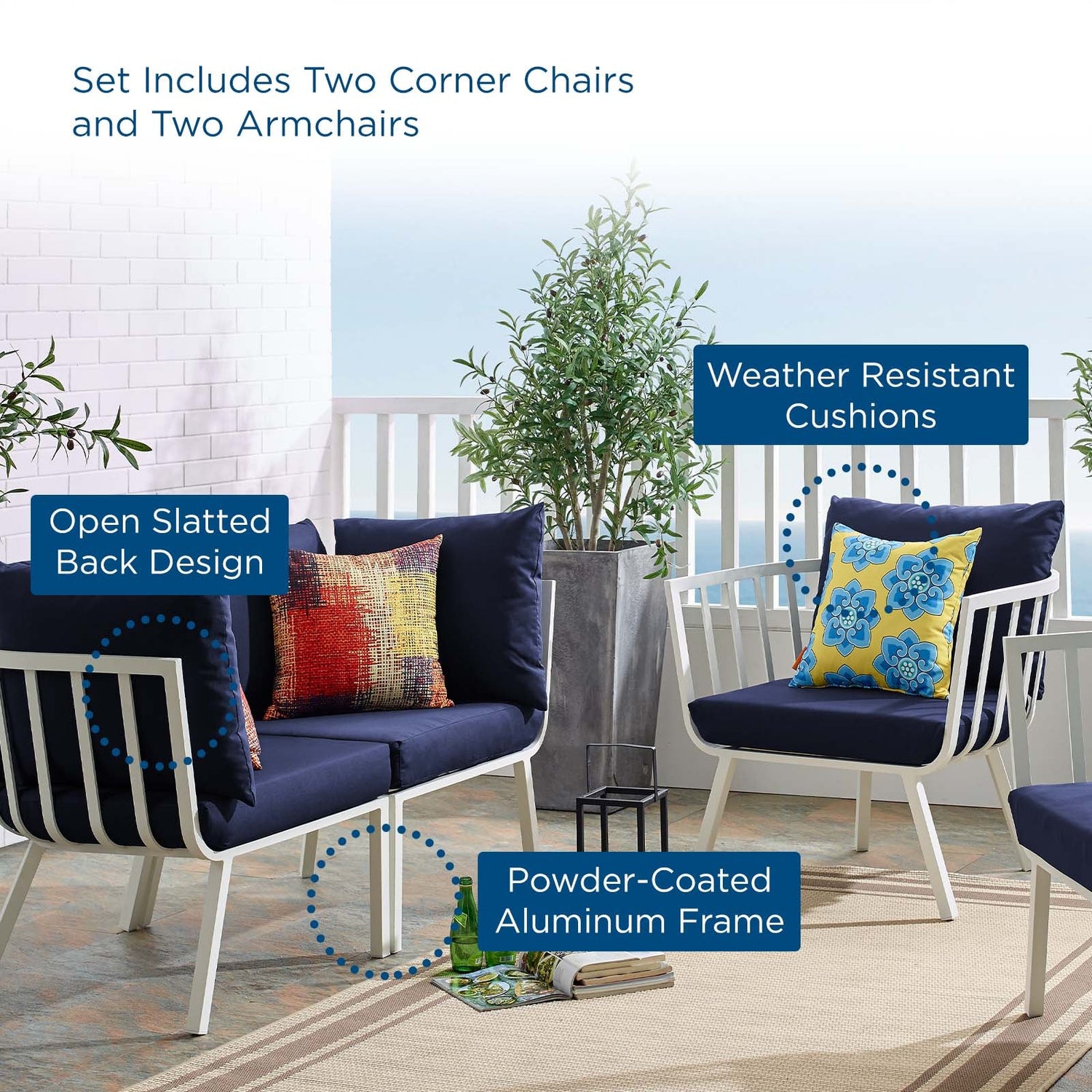 Riverside 4 Piece Outdoor Patio Aluminum Set By HouseBean