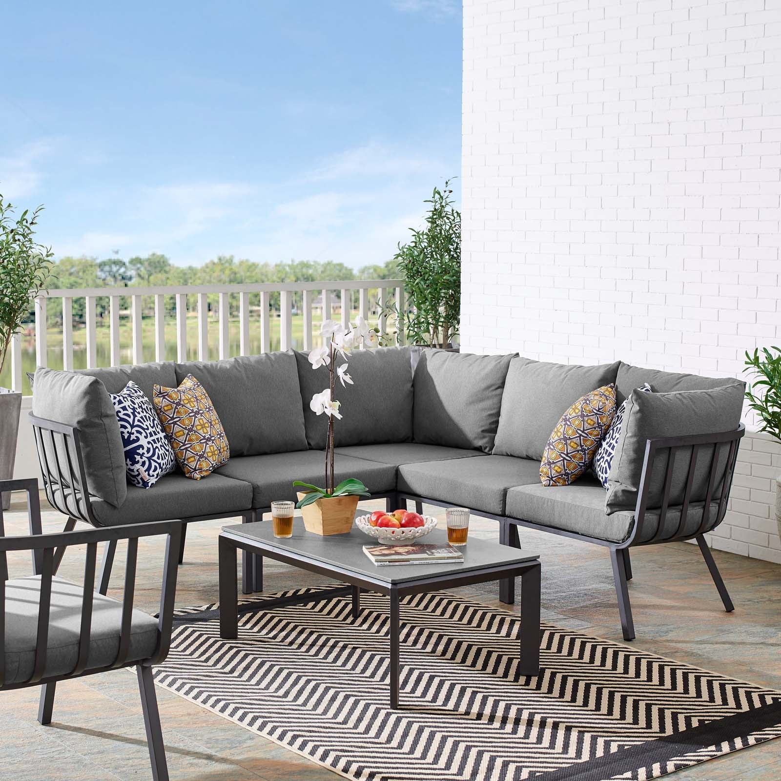 Riverside 6 Piece Outdoor Patio Aluminum Set by Modway