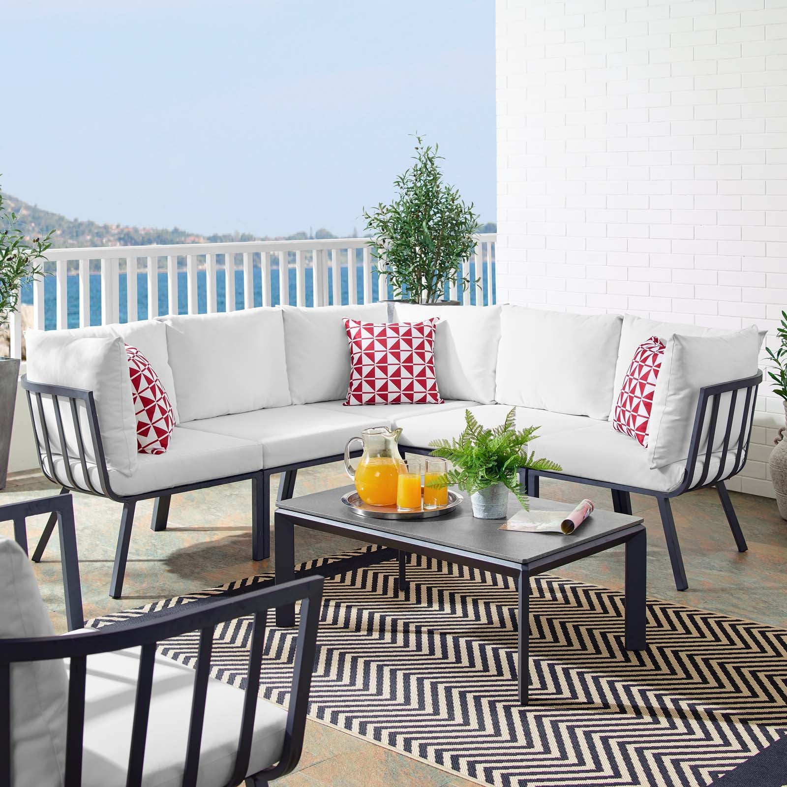 Riverside 6 Piece Outdoor Patio Aluminum Set by Modway