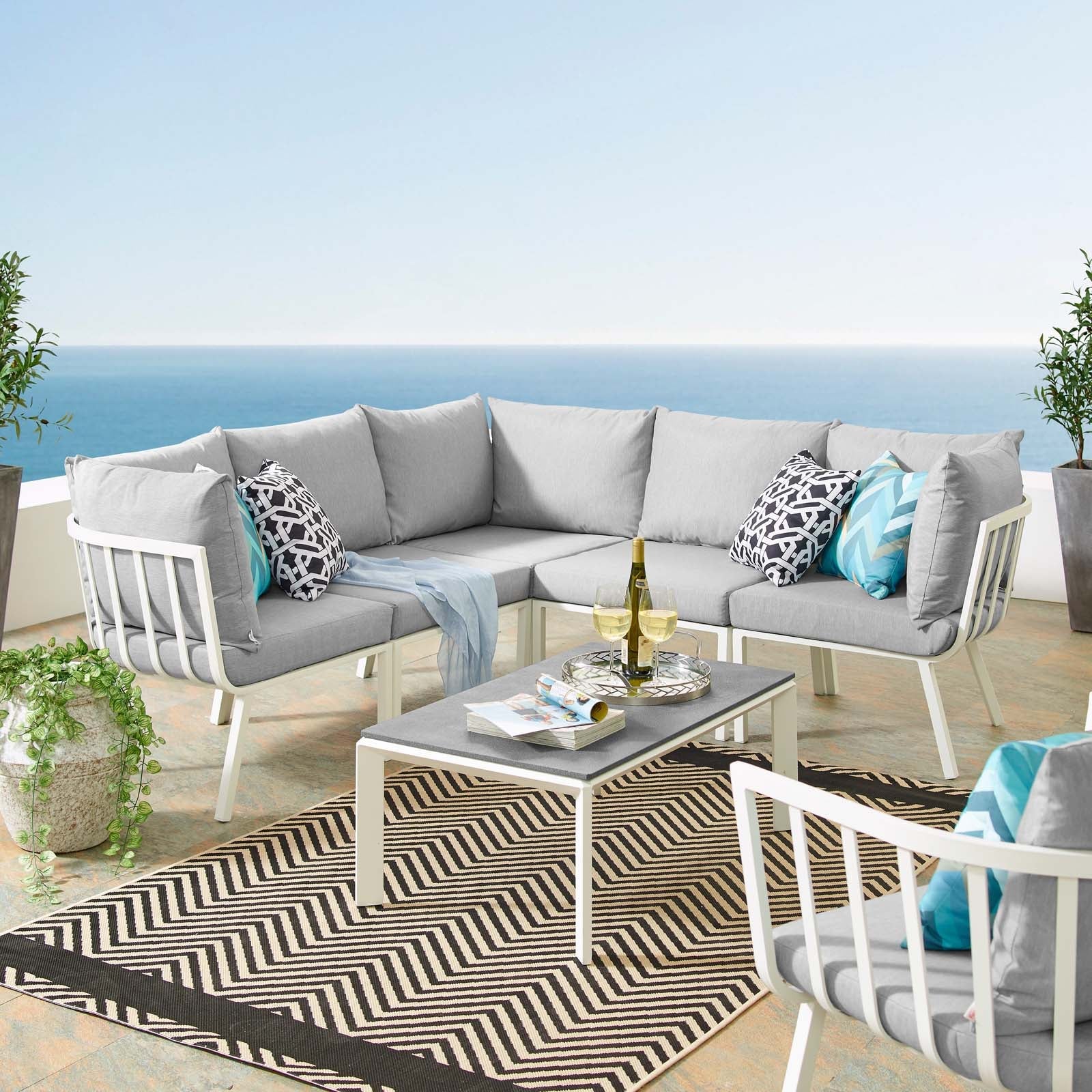 Riverside 6 Piece Outdoor Patio Aluminum Set by Modway