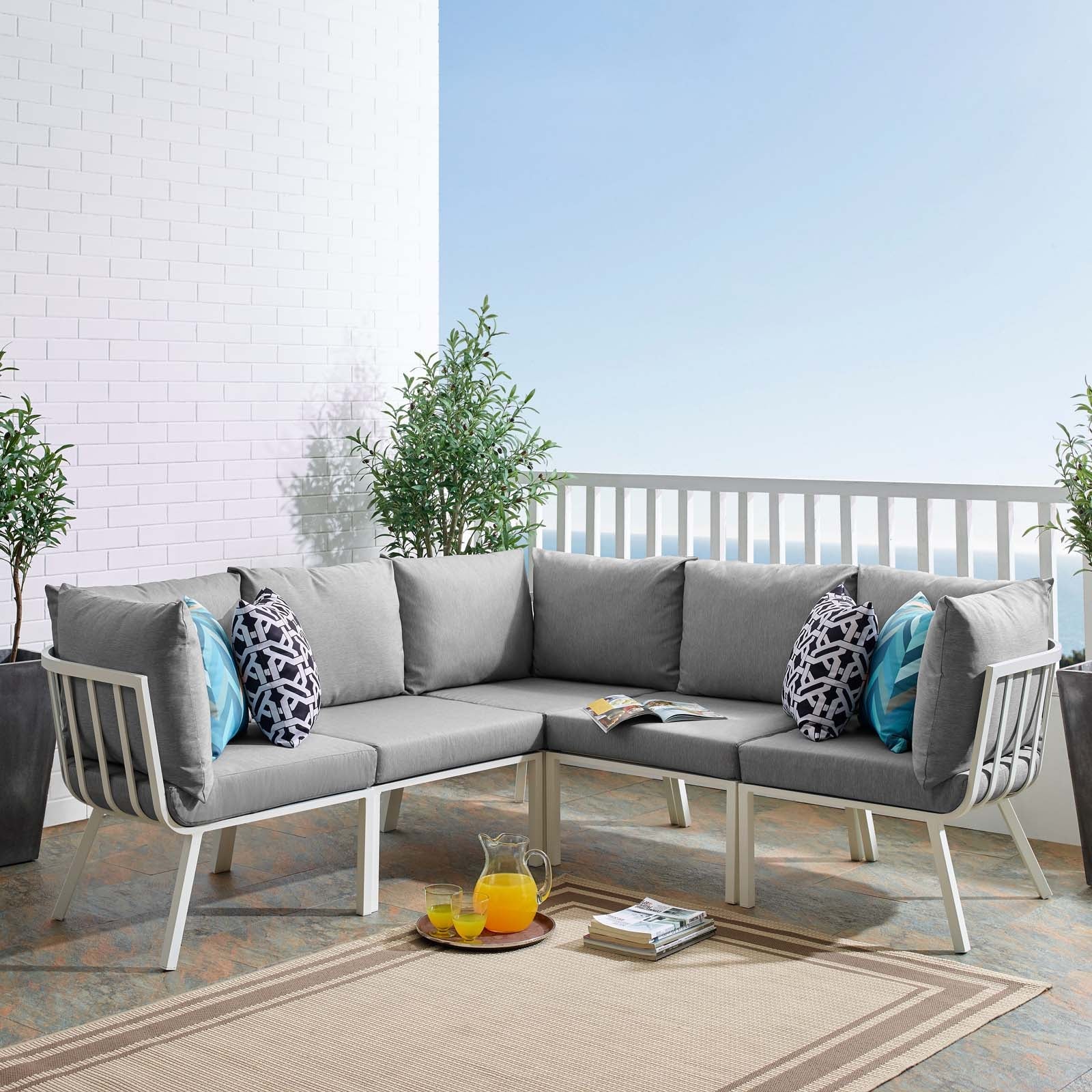 Riverside 5 Piece Outdoor Patio Aluminum Sectional By HouseBean