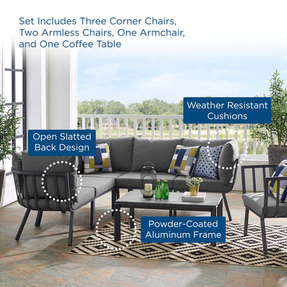 Riverside 7 Piece Outdoor Patio Aluminum Set by Modway