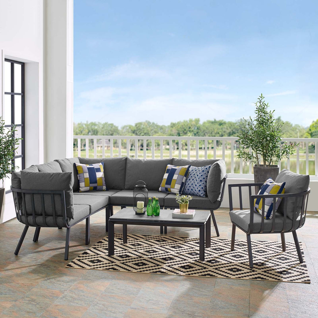 Riverside 7 Piece Outdoor Patio Aluminum Set By HouseBean