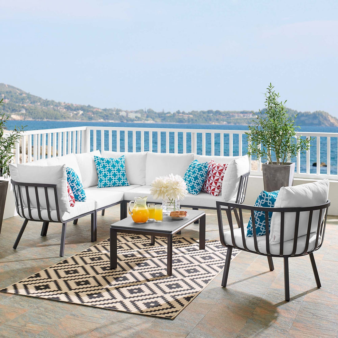 Riverside 7 Piece Outdoor Patio Aluminum Set by Modway