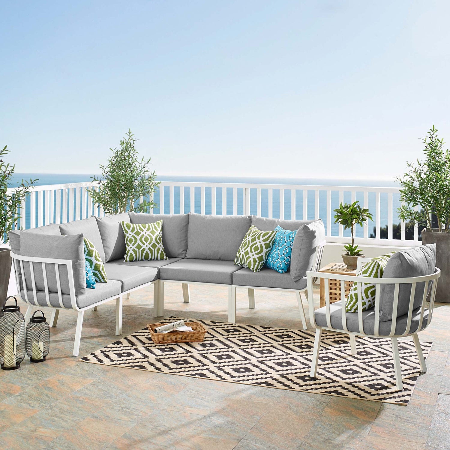 Riverside 6 Piece Outdoor Patio Aluminum Set by Modway