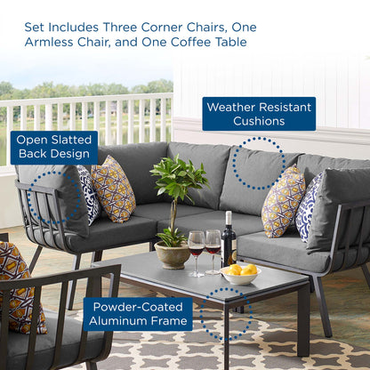 Riverside 5 Piece Outdoor Patio Aluminum Set by Modway