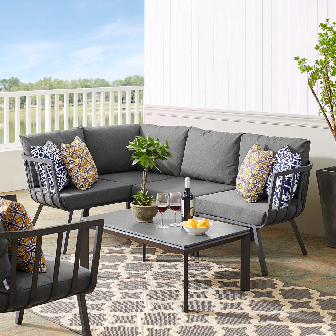 Riverside 5 Piece Outdoor Patio Aluminum Set by Modway