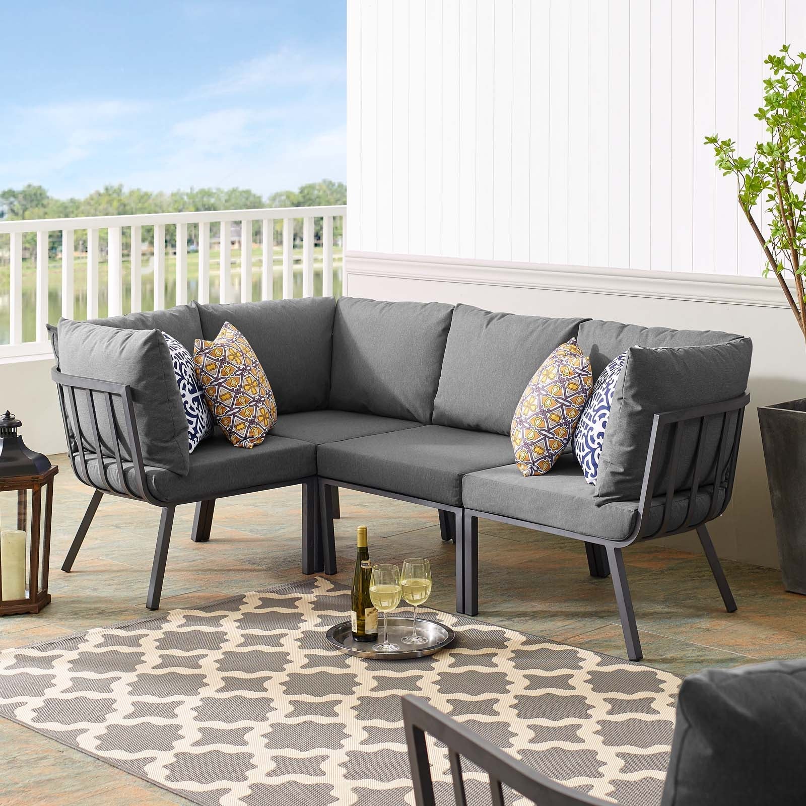 Riverside 4 Piece Outdoor Patio Aluminum Sectional By HouseBean