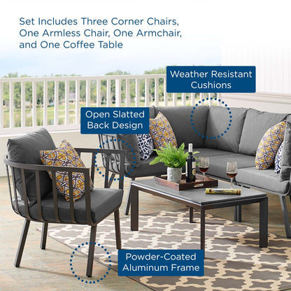 Riverside 6 Piece Outdoor Patio Aluminum Set By HouseBean