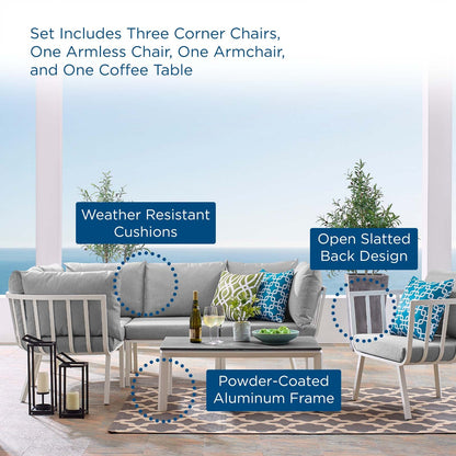 Riverside 6 Piece Outdoor Patio Aluminum Set By HouseBean