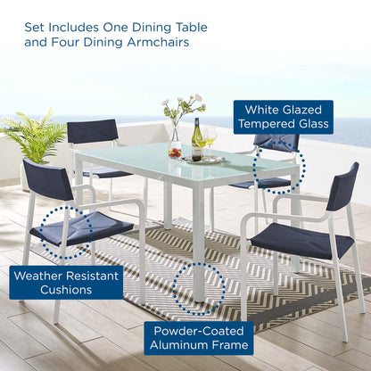 Raleigh 5 Piece Outdoor Patio Aluminum Dining Set by Modway