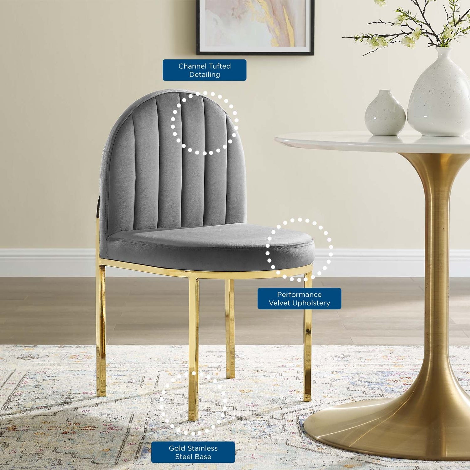 Isla Channel Tufted Performance Velvet Dining Side Chair by Modway