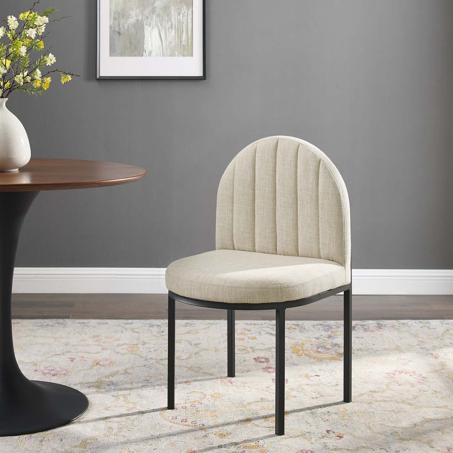 Isla Channel Tufted Upholstered Fabric Dining Side Chair By HouseBean