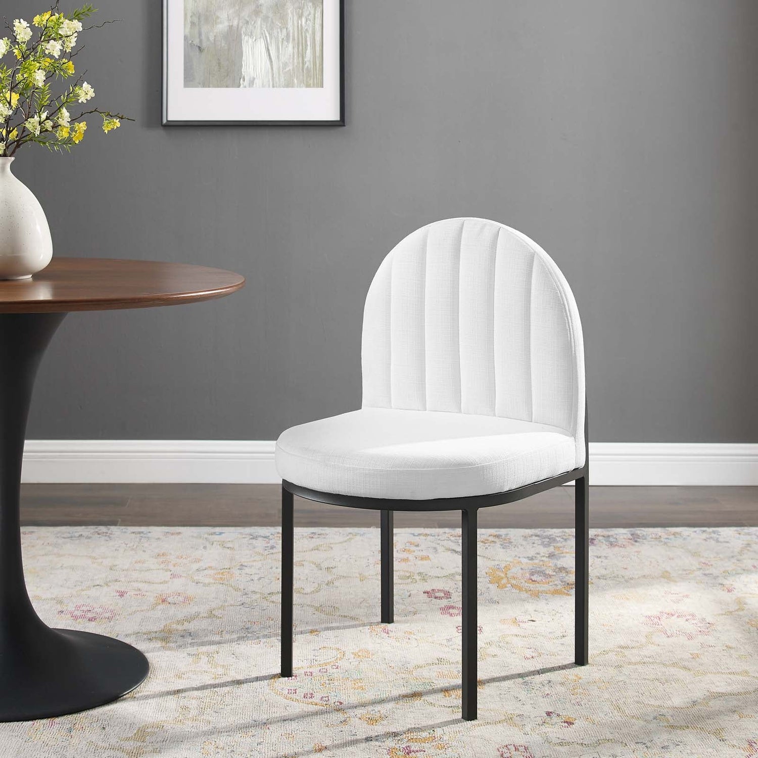 Isla Channel Tufted Upholstered Fabric Dining Side Chair By HouseBean