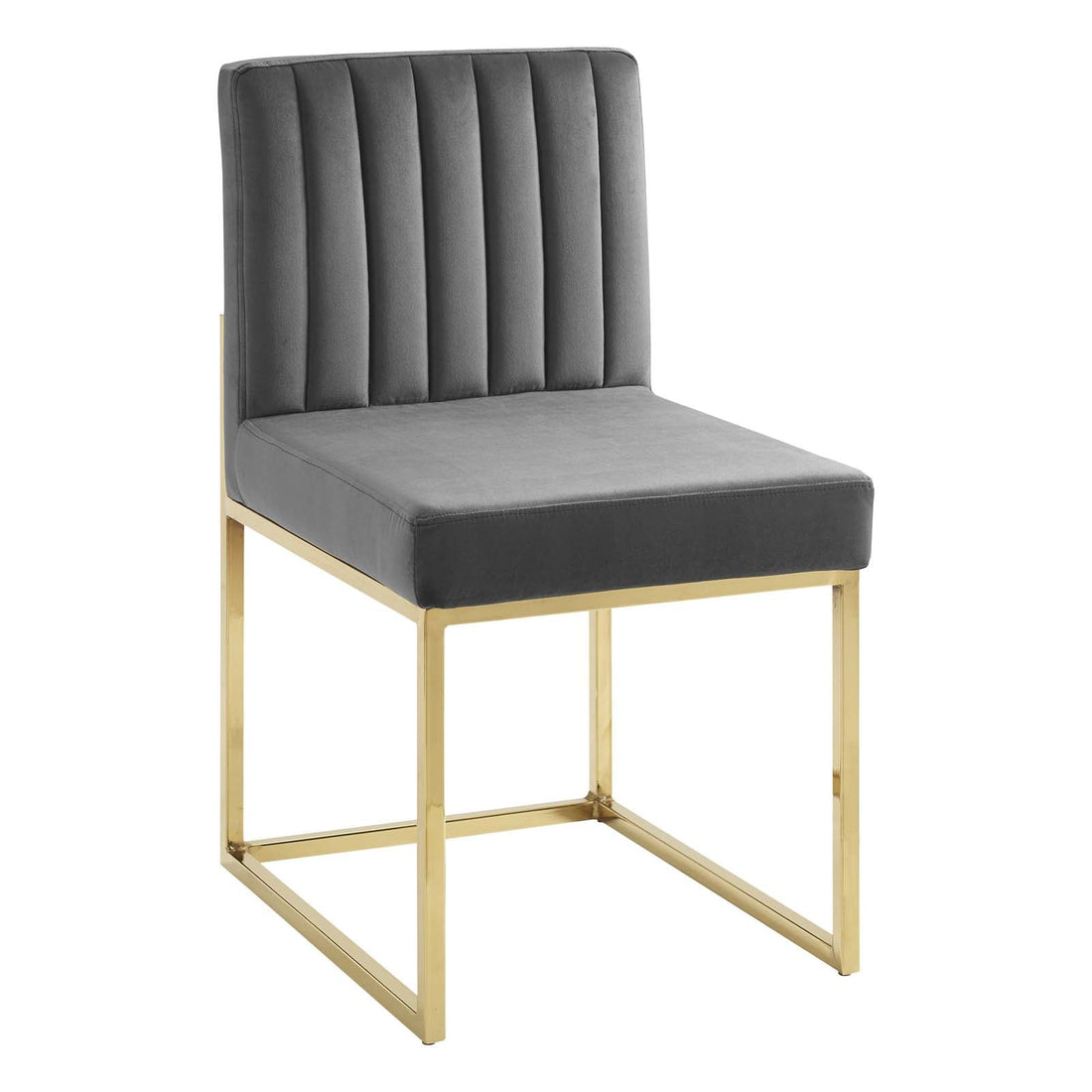 Carriage Channel Tufted Sled Base Performance Velvet Dining Chair By HouseBean