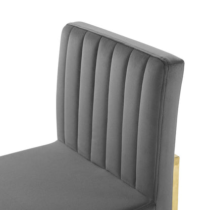 Carriage Channel Tufted Sled Base Performance Velvet Dining Chair By HouseBean