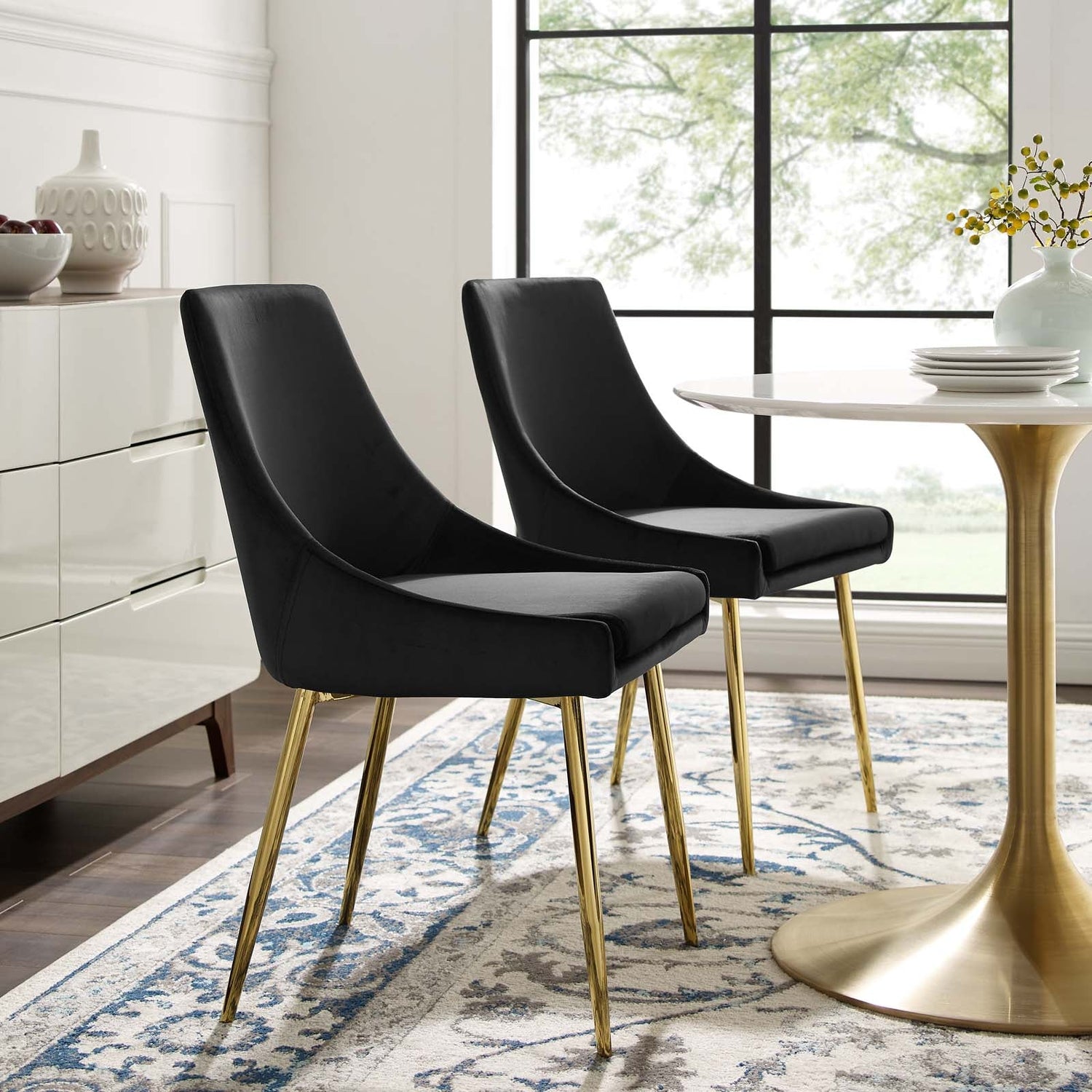 Viscount Performance Velvet Dining Chairs - Set of 2 by Modway