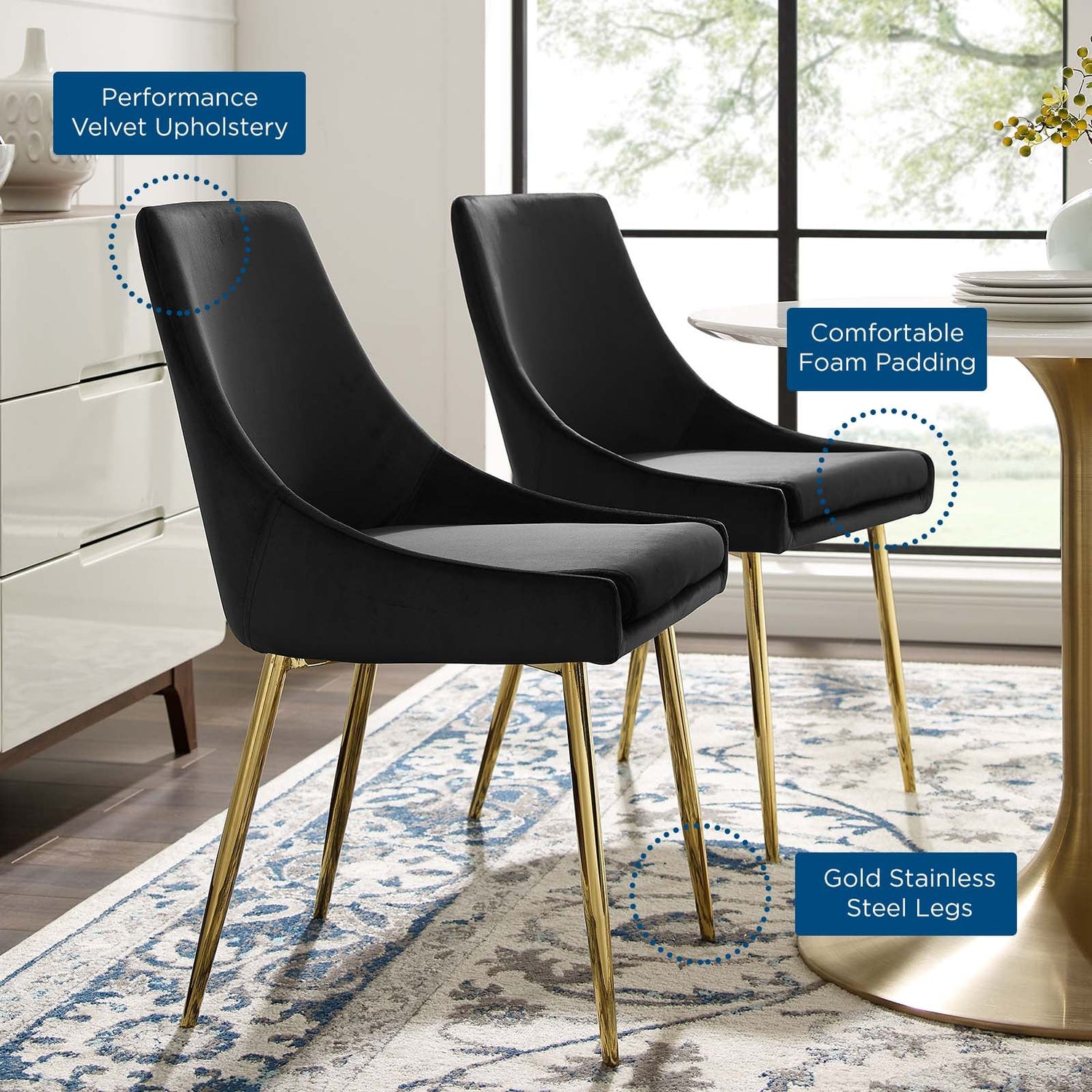 Viscount Performance Velvet Dining Chairs - Set of 2 by Modway
