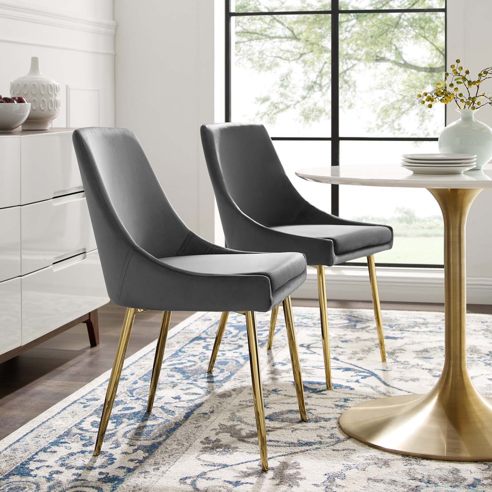 Viscount Performance Velvet Dining Chairs - Set of 2 by Modway