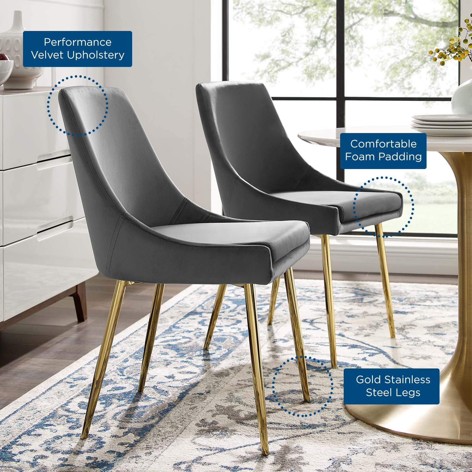 Viscount Performance Velvet Dining Chairs - Set of 2 by Modway