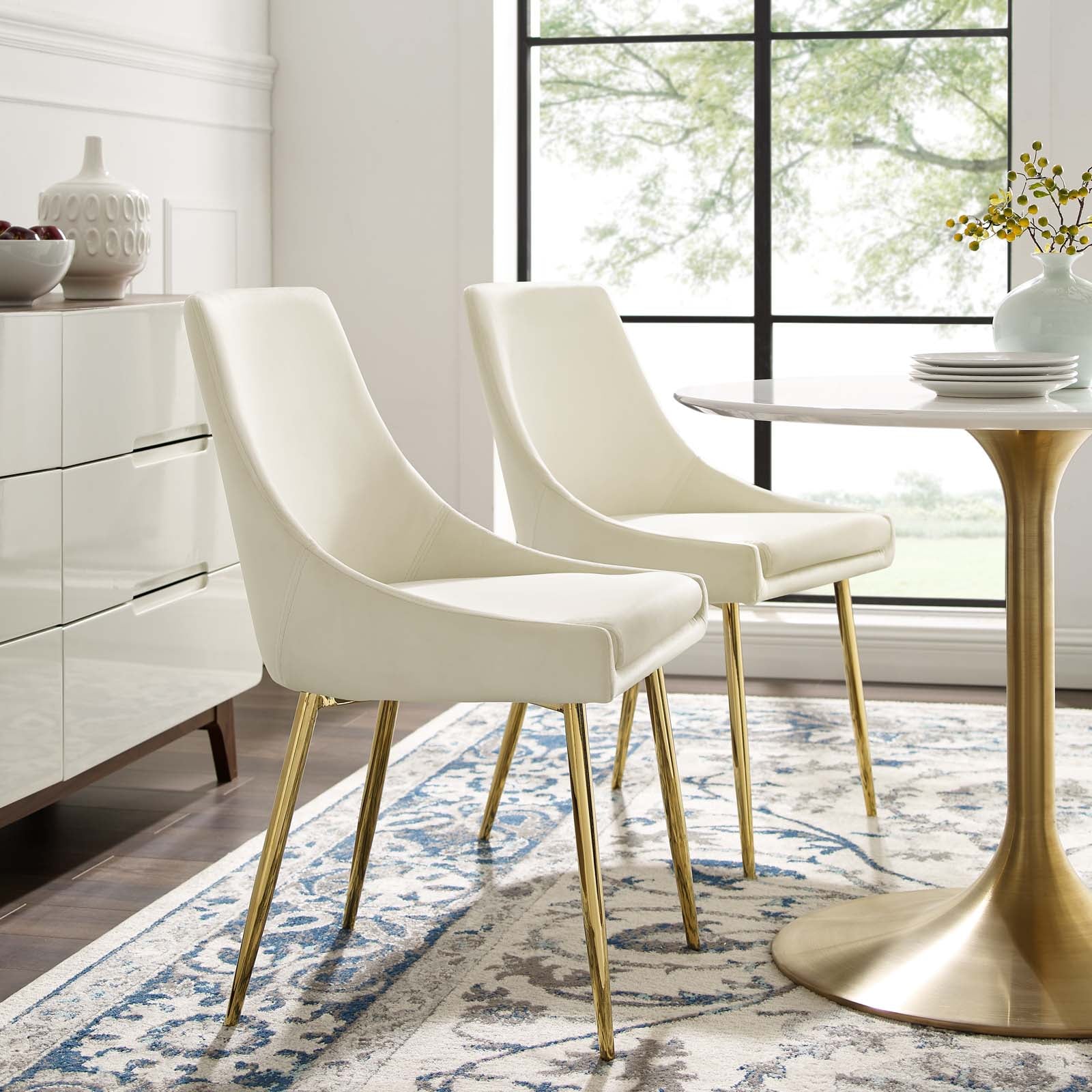 Viscount Performance Velvet Dining Chairs - Set of 2 by Modway