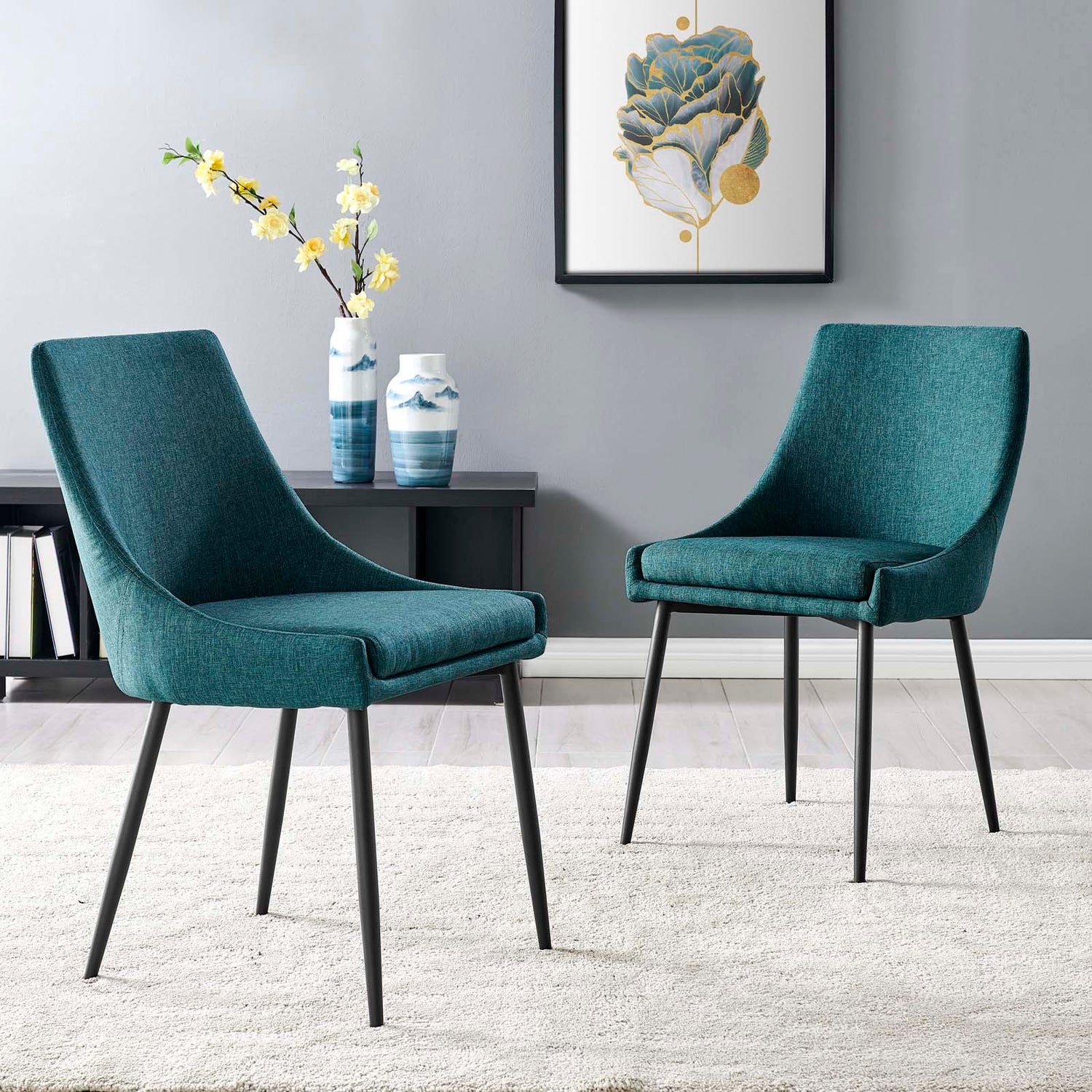 Viscount Upholstered Fabric Dining Chairs - Set of 2 By HouseBean