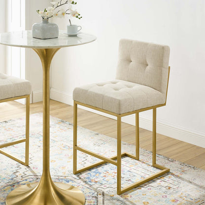 Privy Gold Stainless Steel Upholstered Fabric Counter Stool By HouseBean