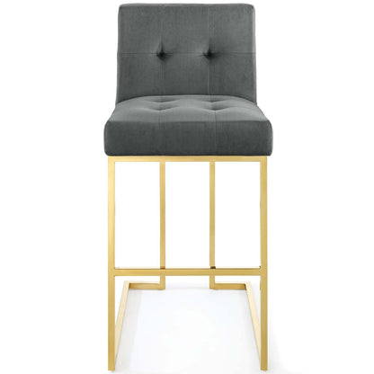 Privy Gold Stainless Steel Performance Velvet Bar Stool By HouseBean