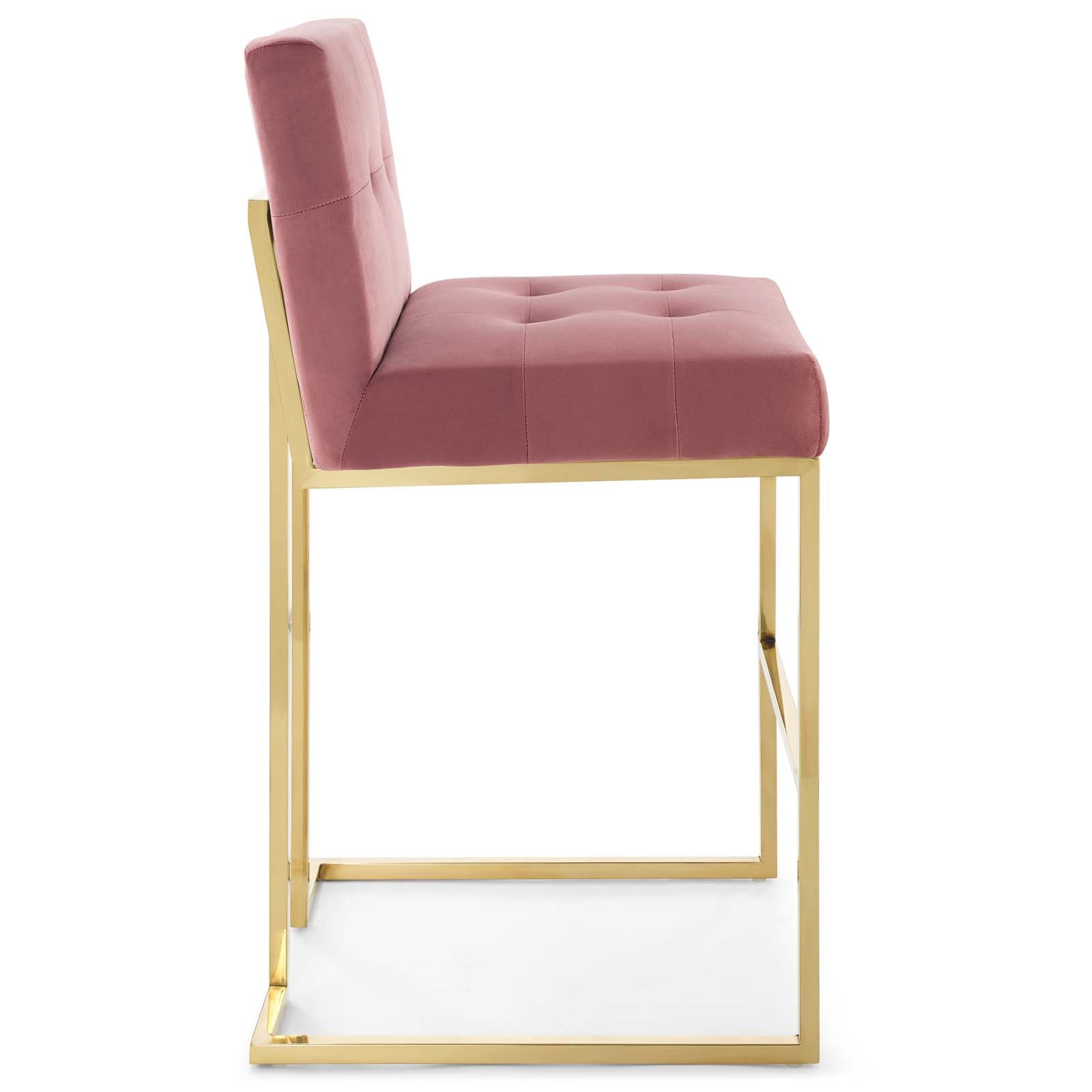 Privy Gold Stainless Steel Performance Velvet Bar Stool By HouseBean