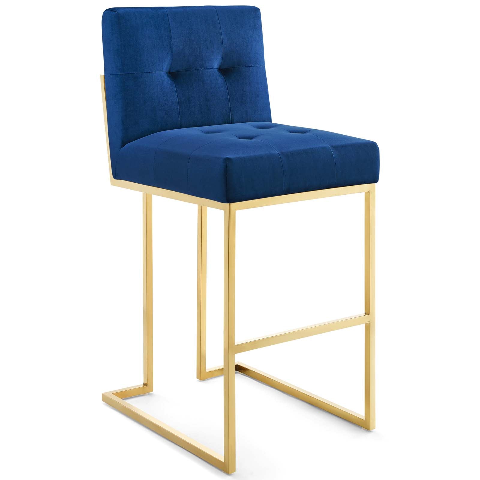 Privy Gold Stainless Steel Performance Velvet Bar Stool By HouseBean