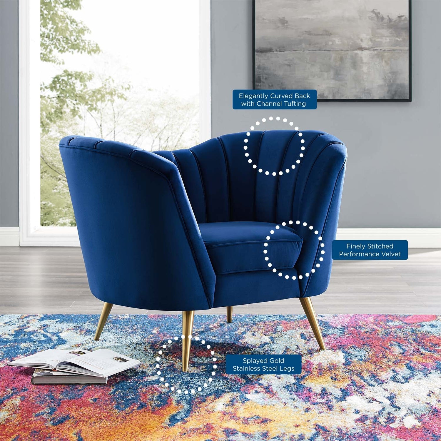 Opportunity Performance Velvet Armchair By HouseBean