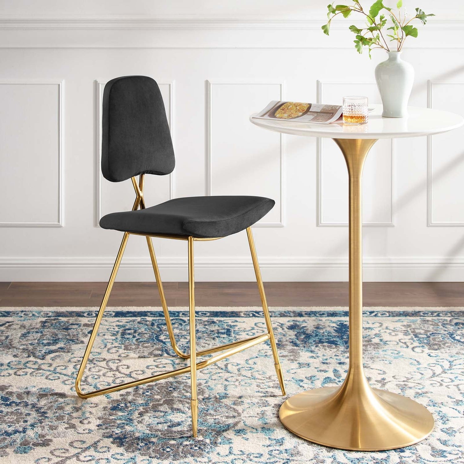 Ponder Performance Velvet Bar Stool By HouseBean