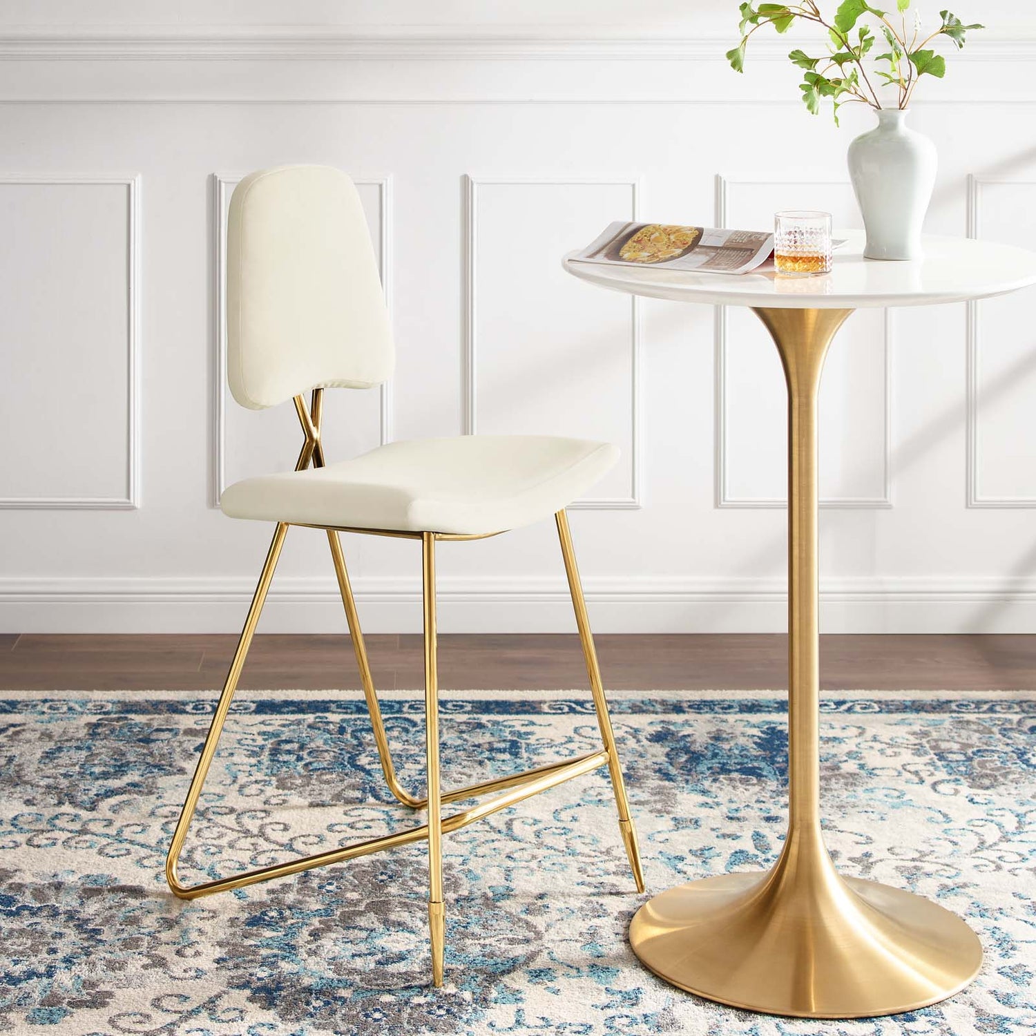 Ponder Performance Velvet Bar Stool By HouseBean