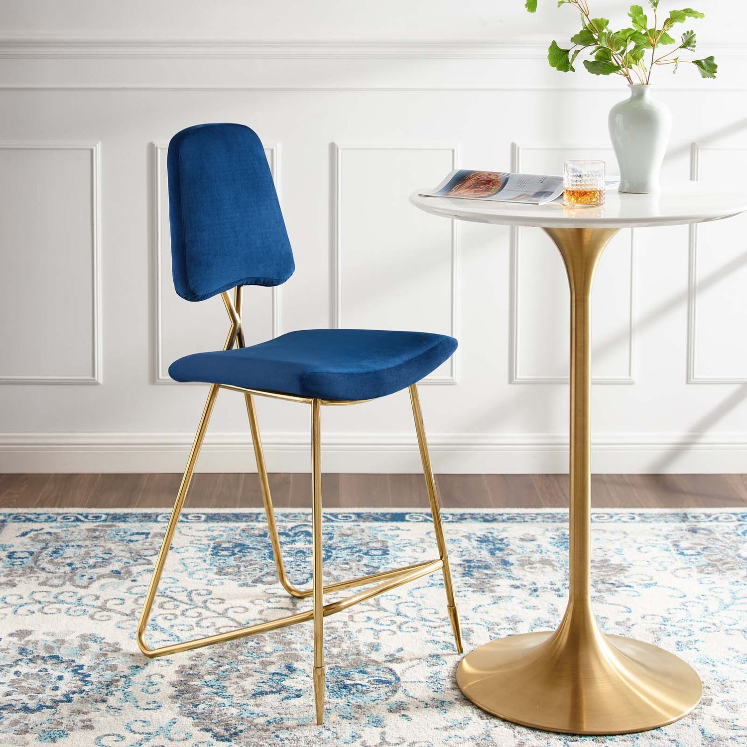 Ponder Performance Velvet Bar Stool By HouseBean