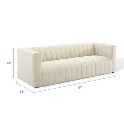 Reflection Channel Tufted Upholstered Fabric Sofa By HouseBean