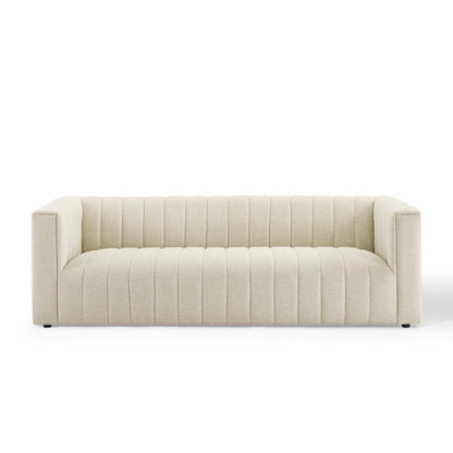 Reflection Channel Tufted Upholstered Fabric Sofa By HouseBean