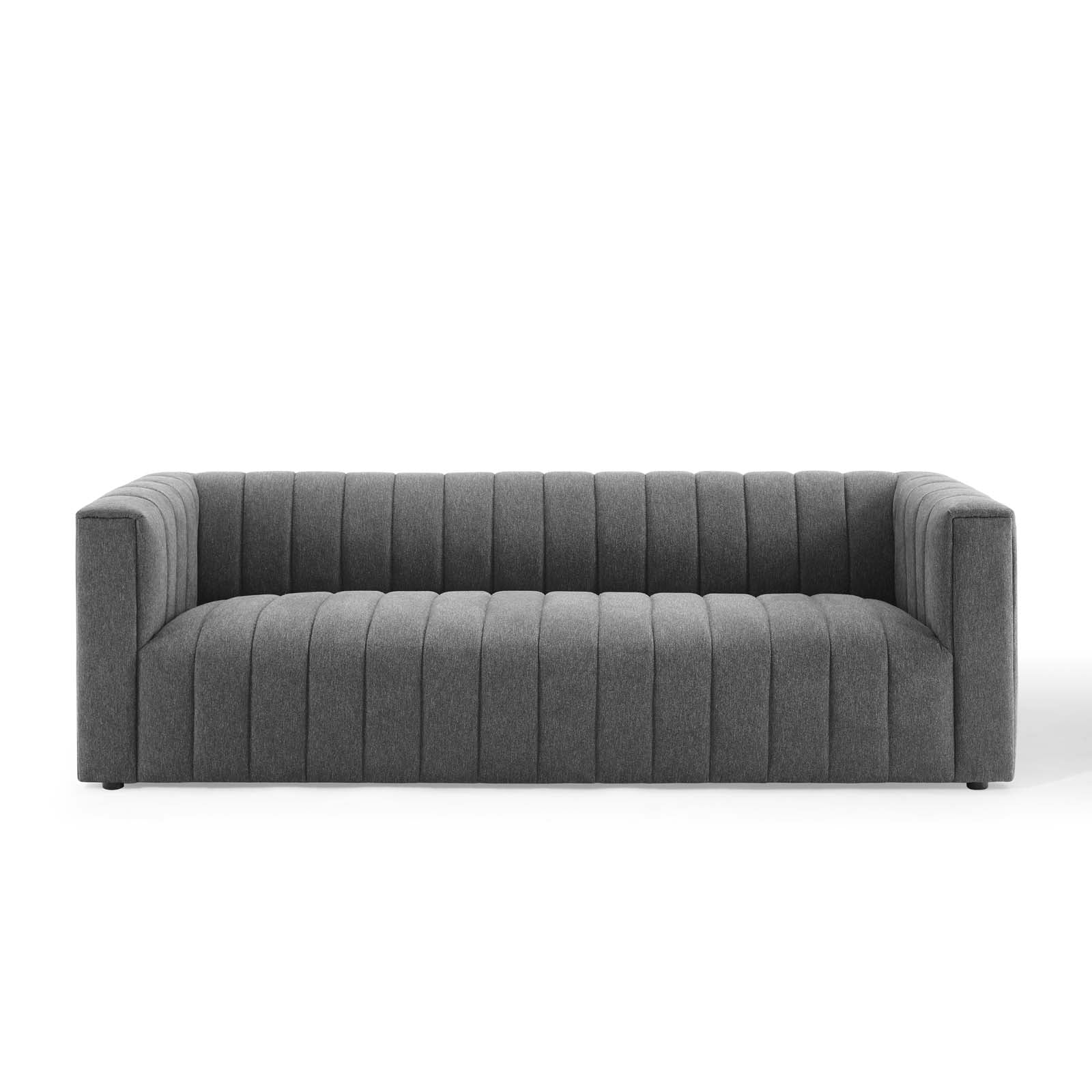 Reflection Channel Tufted Upholstered Fabric Sofa By HouseBean