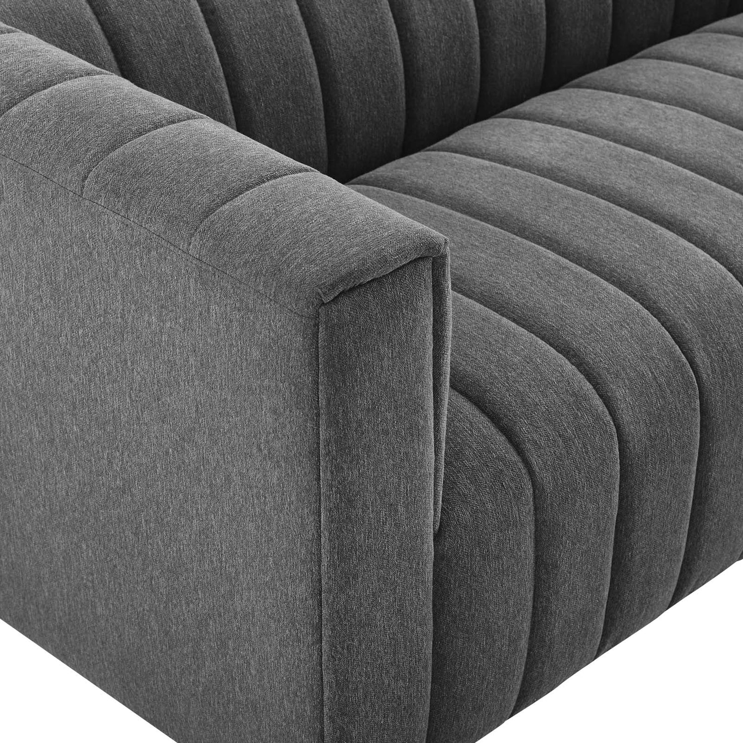 Reflection Channel Tufted Upholstered Fabric Sofa By HouseBean