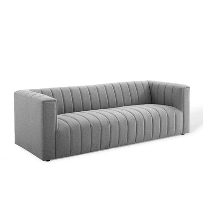 Reflection Channel Tufted Upholstered Fabric Sofa By HouseBean