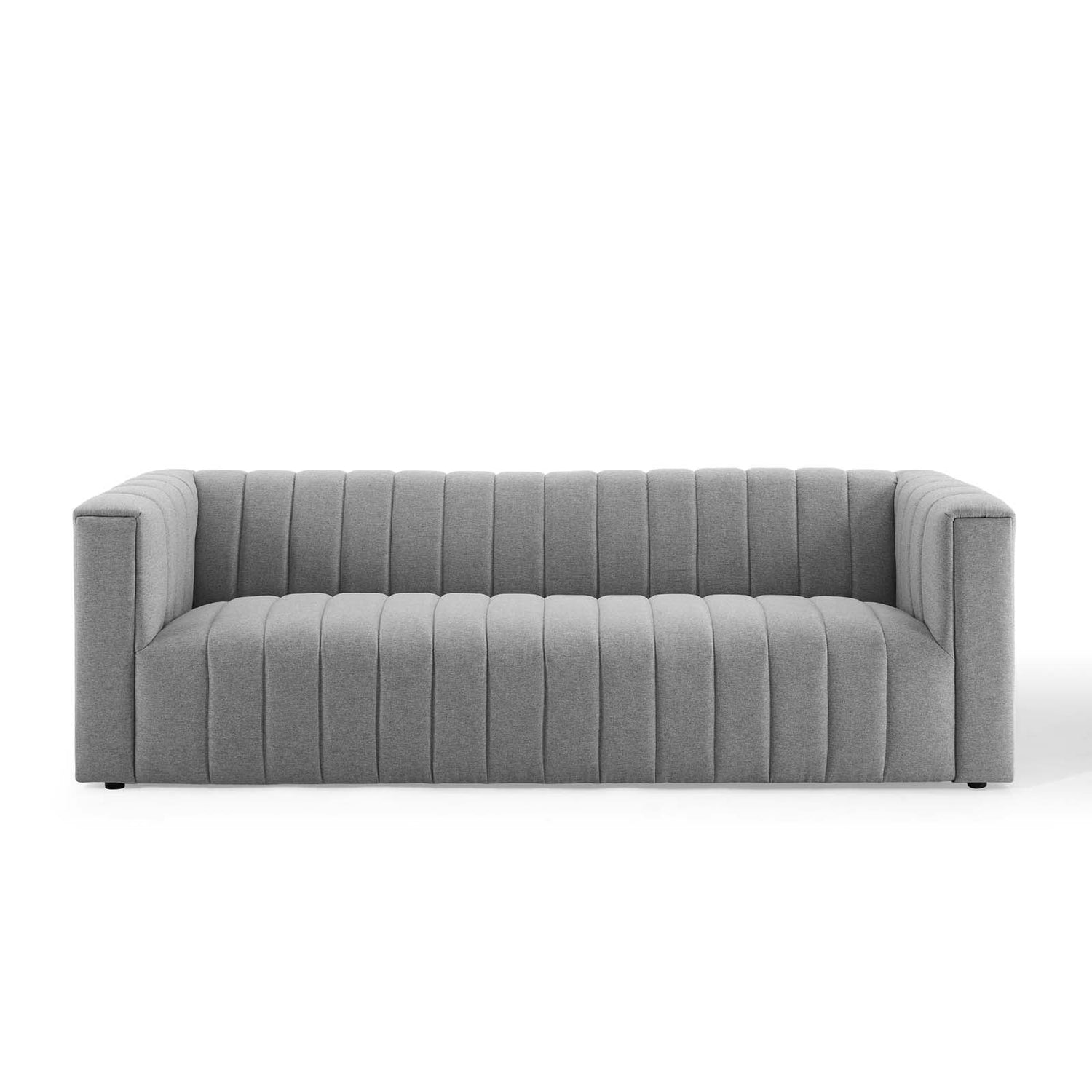 Reflection Channel Tufted Upholstered Fabric Sofa By HouseBean