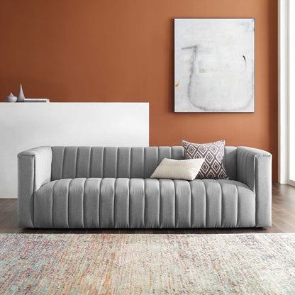 Reflection Channel Tufted Upholstered Fabric Sofa By HouseBean