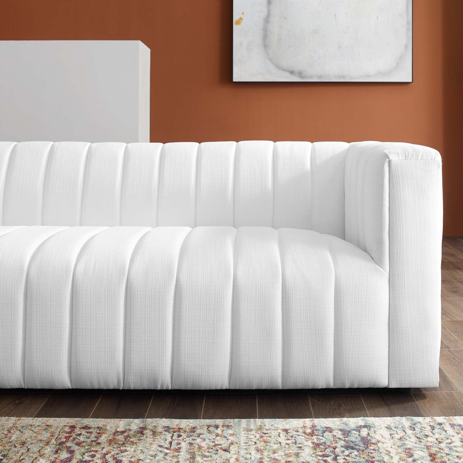 Reflection Channel Tufted Upholstered Fabric Sofa By HouseBean