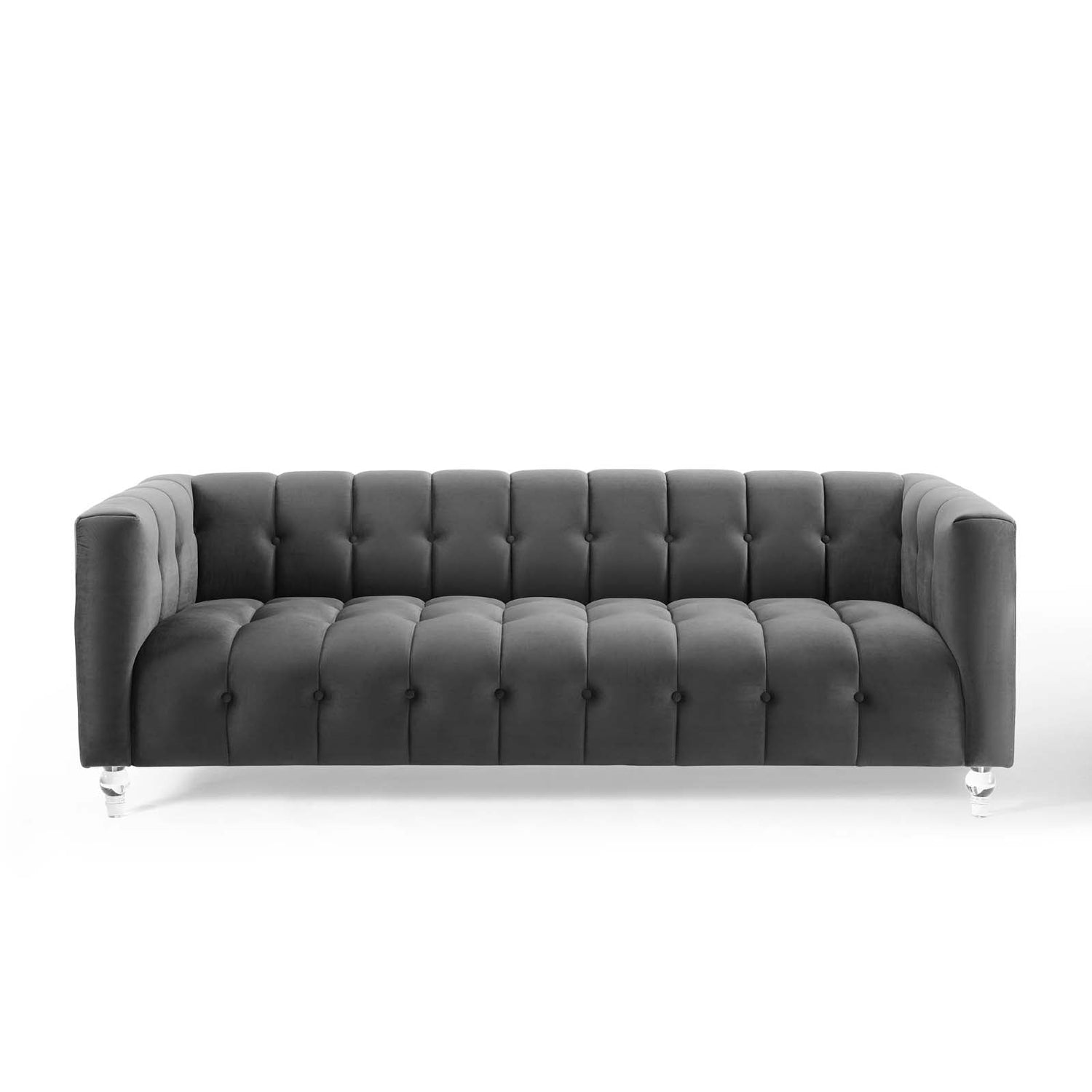 Mesmer Channel Tufted Button Performance Velvet Sofa By HouseBean